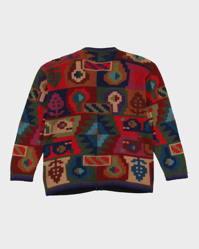 Made in Peru Alpaca Patterned Knitted Cardigan - M