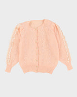 Pink Mohair Beaded Cardigan - S