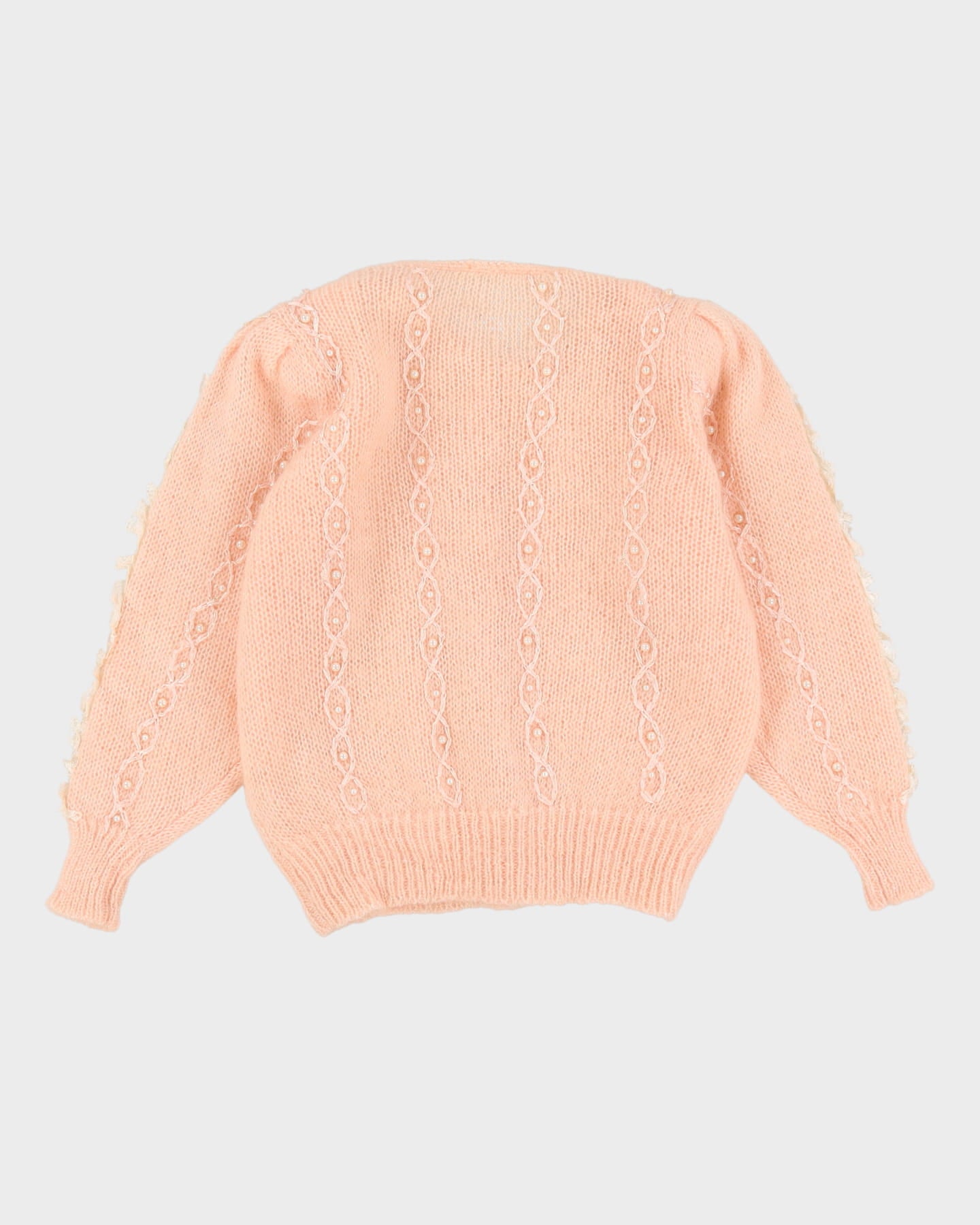 Pink Mohair Beaded Cardigan - S