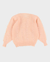 Pink Mohair Beaded Cardigan - S