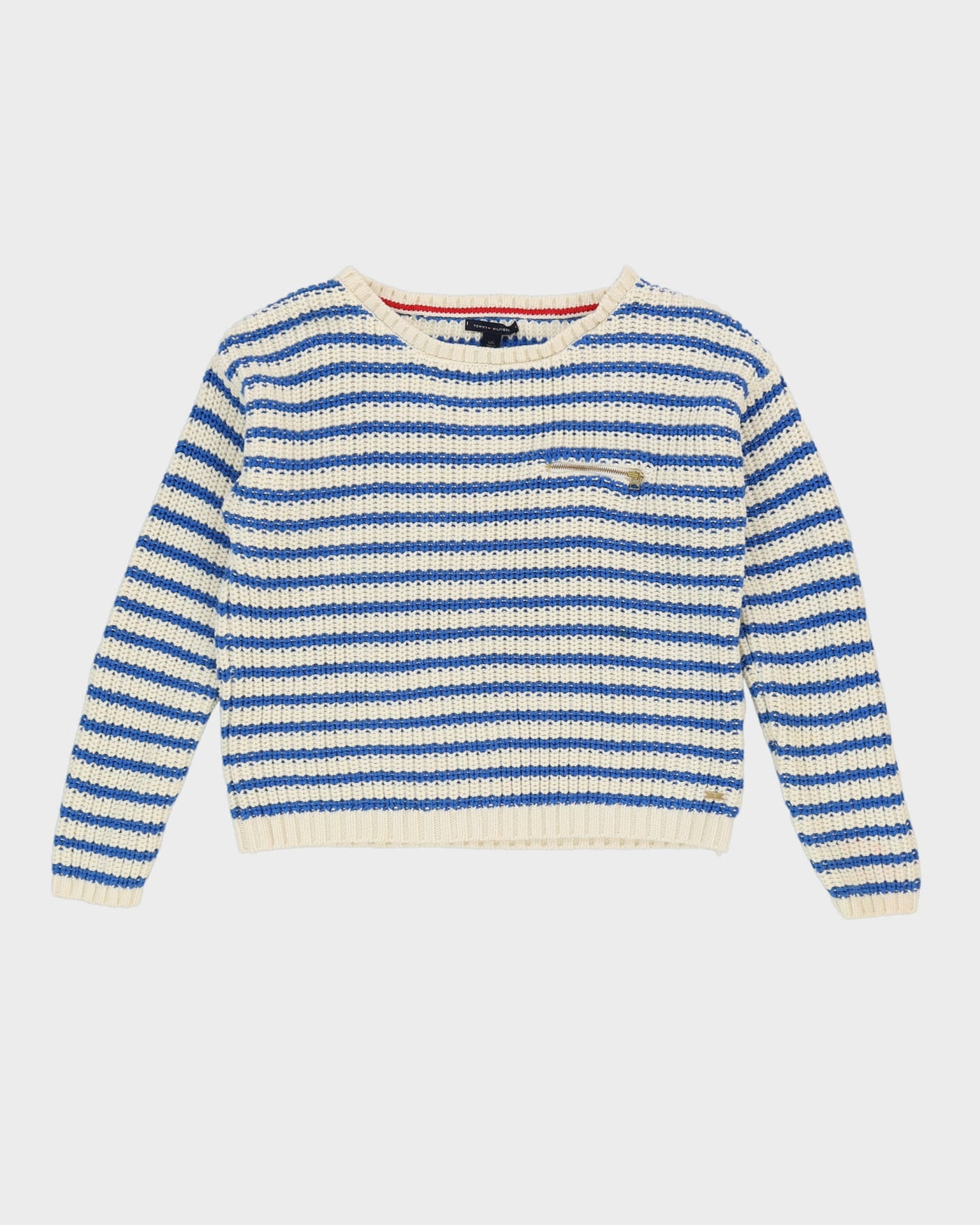 Tommy Hilfiger Blue Striped Knitted Jumper - M
