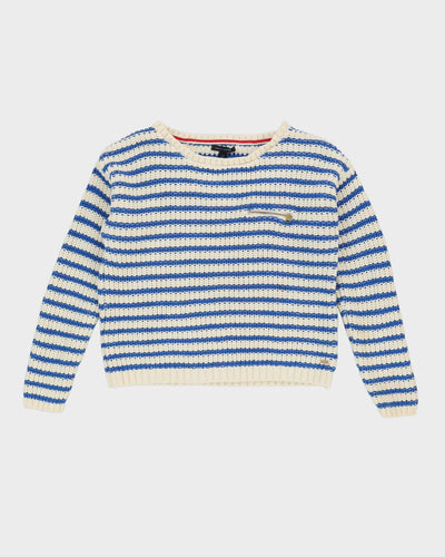Tommy Hilfiger Blue Striped Knitted Jumper - M