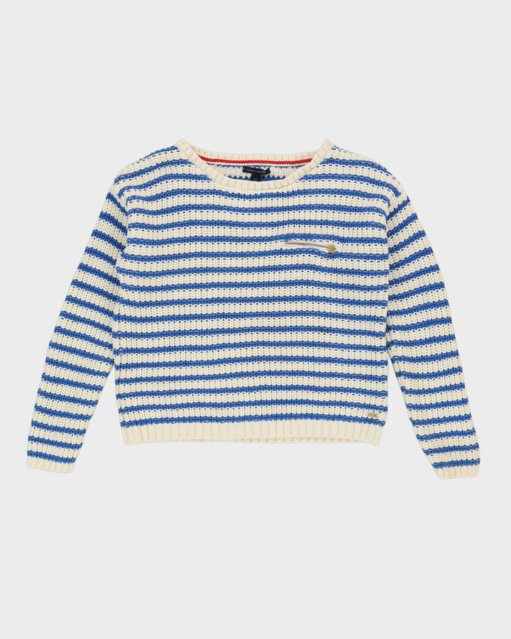 Tommy Hilfiger Blue Striped Knitted Jumper - M