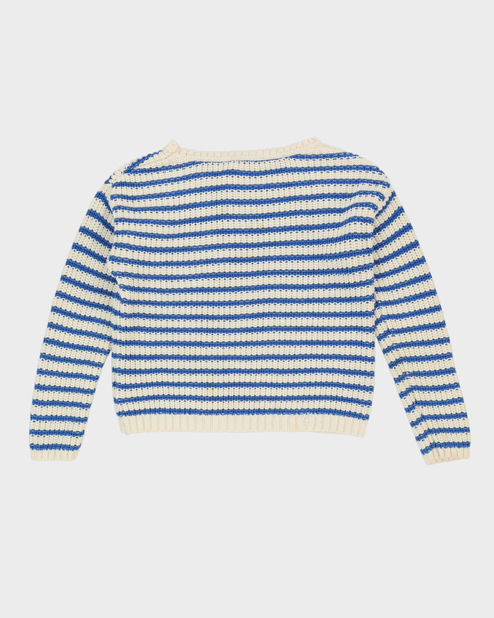 Tommy Hilfiger Blue Striped Knitted Jumper - M