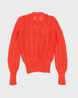 Vintage 1990s  Orange Lace Knitted Jumper - XS