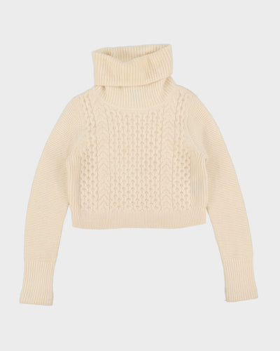Club Monaco Cream Knitted Cropped Jumper - S