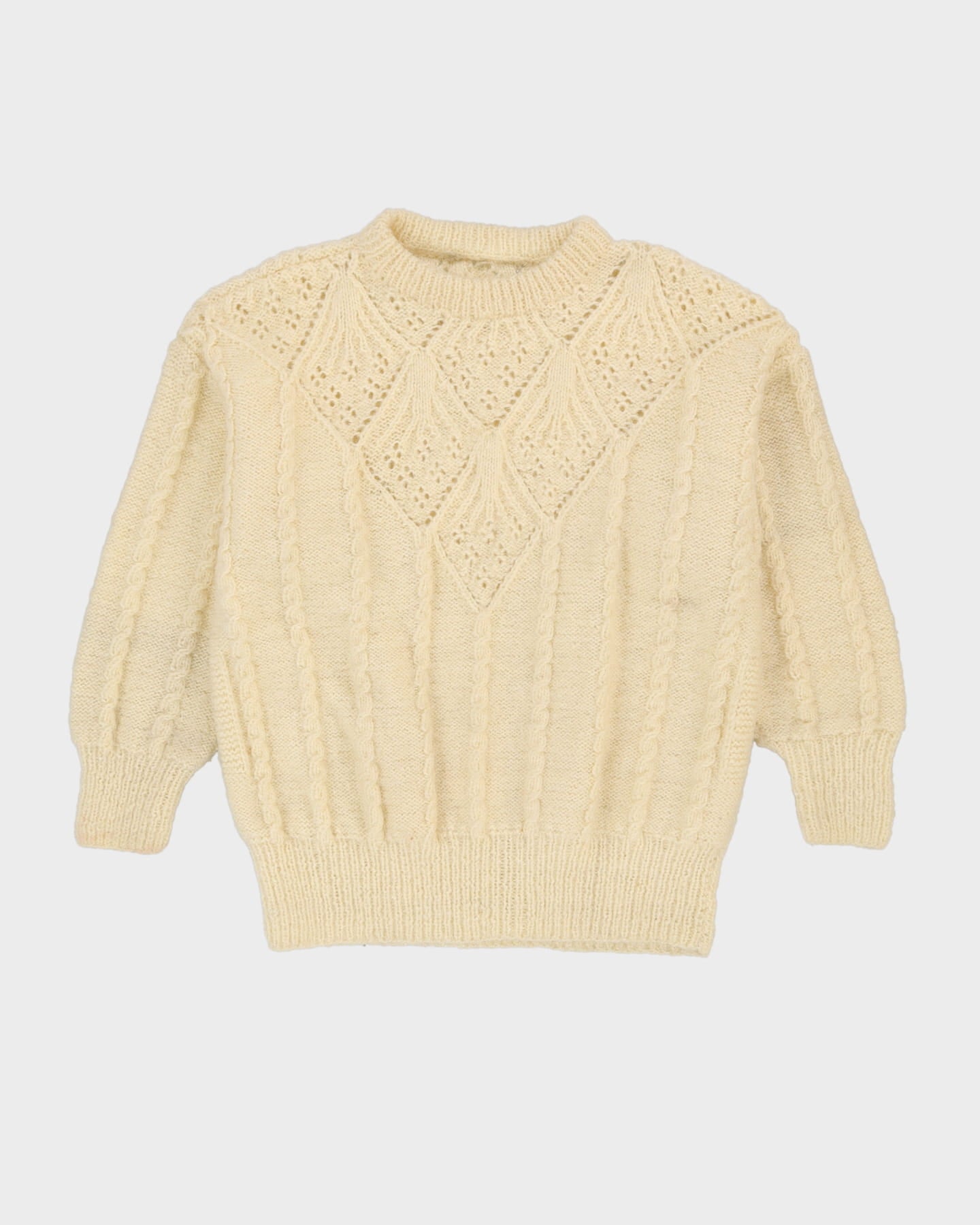 00s Cream Mohair Blend Knitted Jumper - L