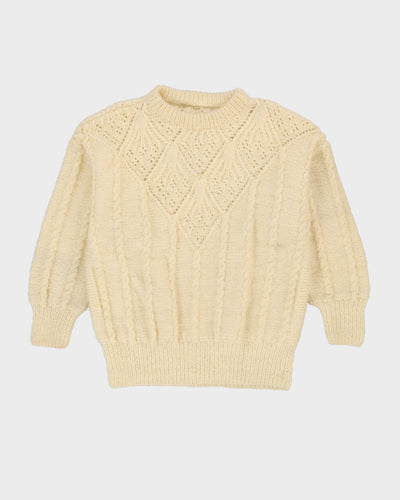 00s Cream Mohair Blend Knitted Jumper - L