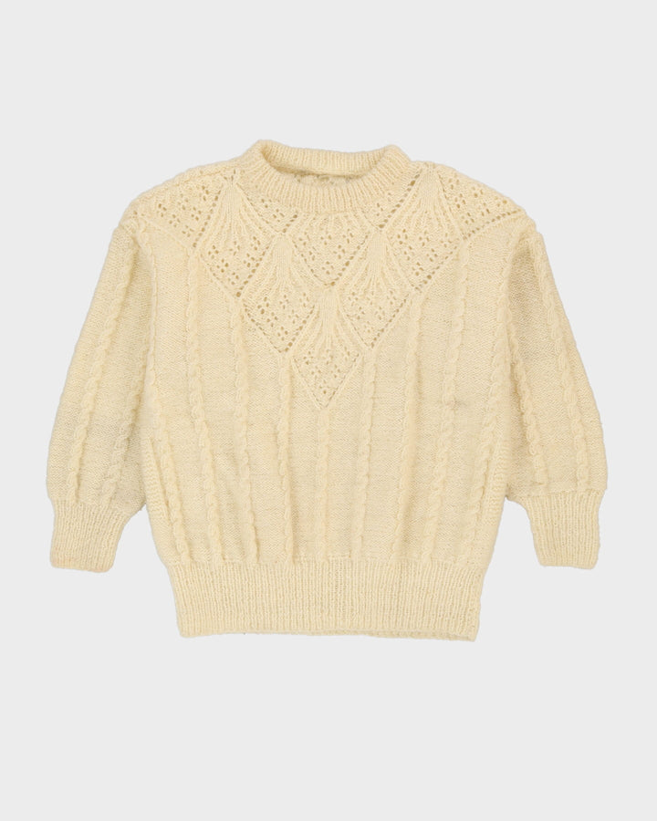 00s Cream Mohair Blend Knitted Jumper - L