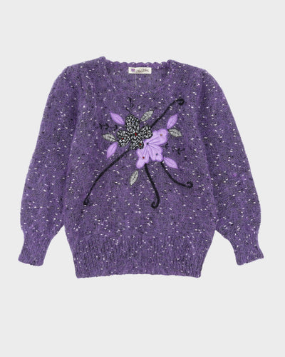 Purple Mohair Blend Knitted Jumper - S
