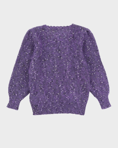 Purple Mohair Blend Knitted Jumper - S