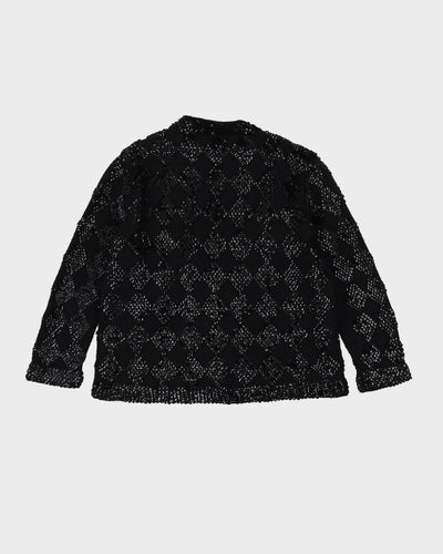 Black Sequin Detailed Knitted Cardigan - XS