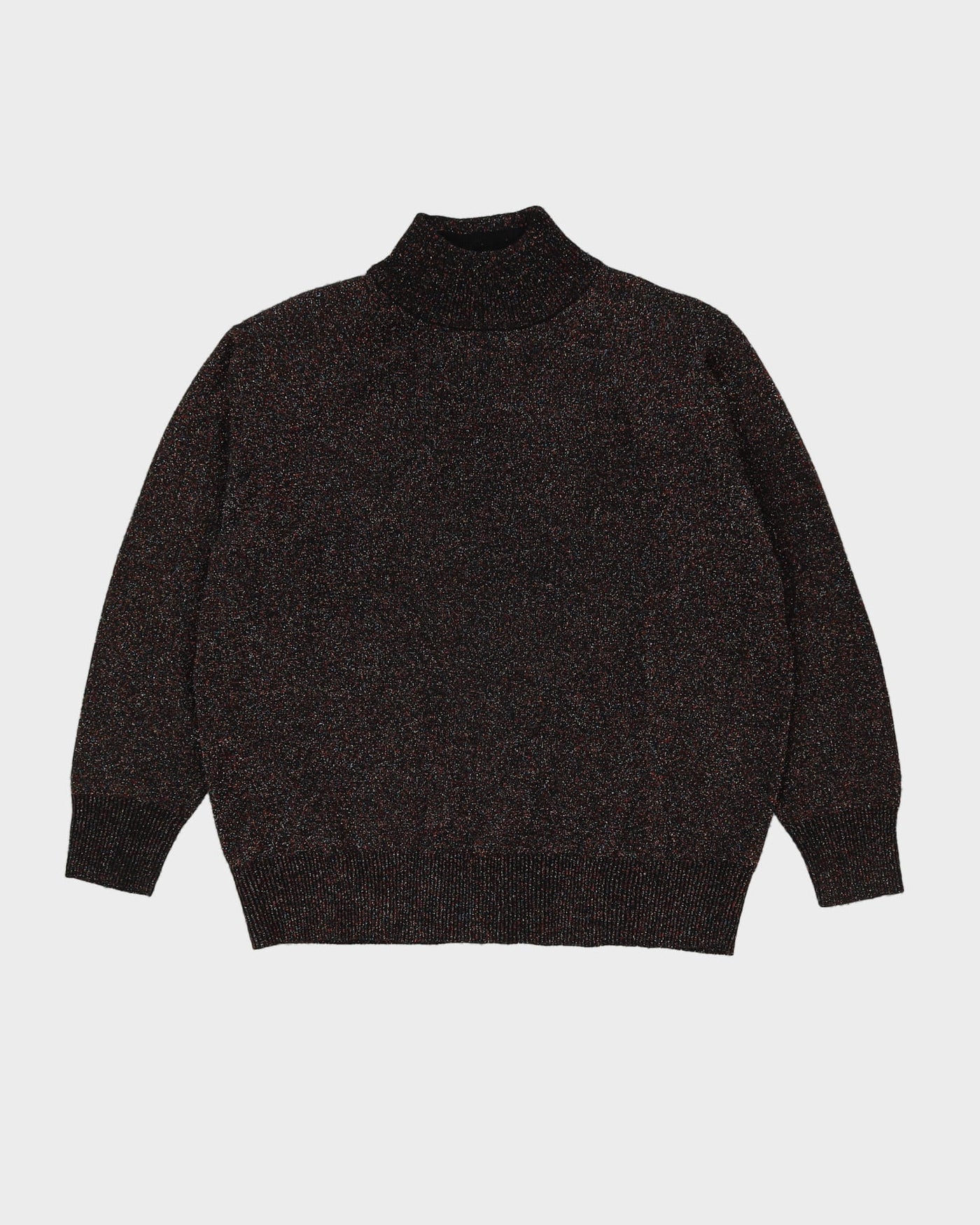 Black Metallic High Neck Knitted Jumper - L