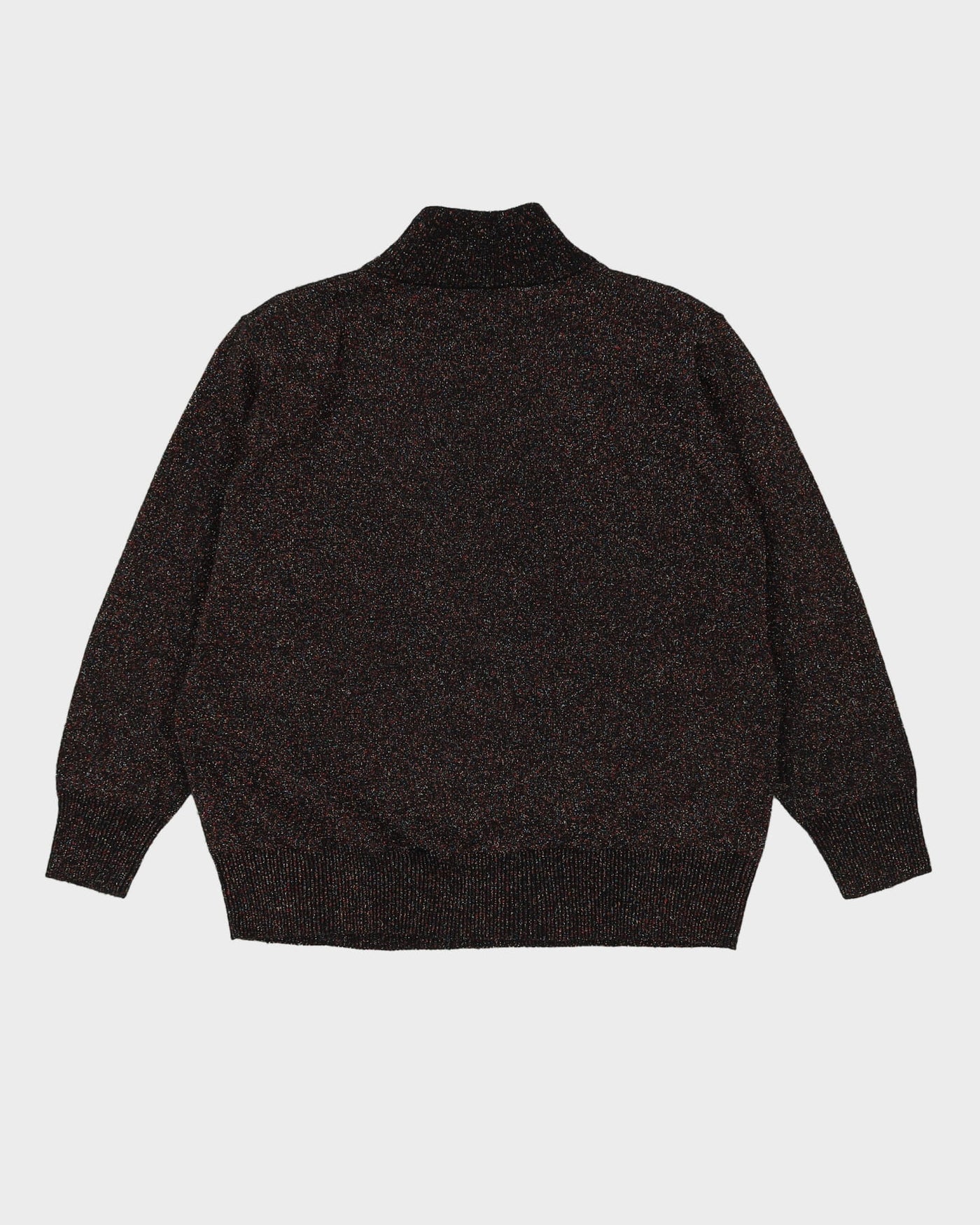 Black Metallic High Neck Knitted Jumper - L
