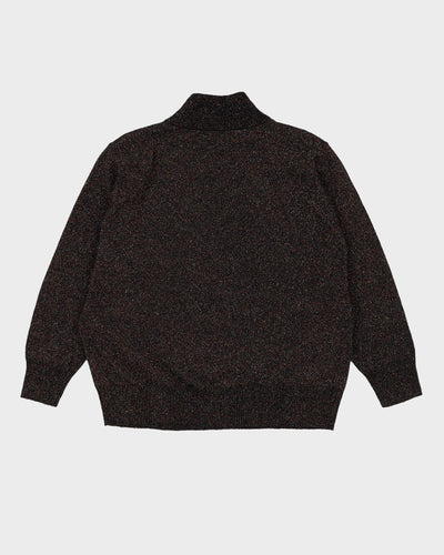 Black Metallic High Neck Knitted Jumper - L