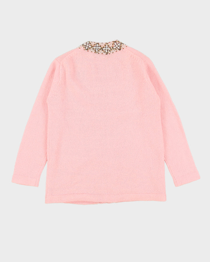 Vintage 60s Hudson's Bay Company Pink Beaded Cardigan - M