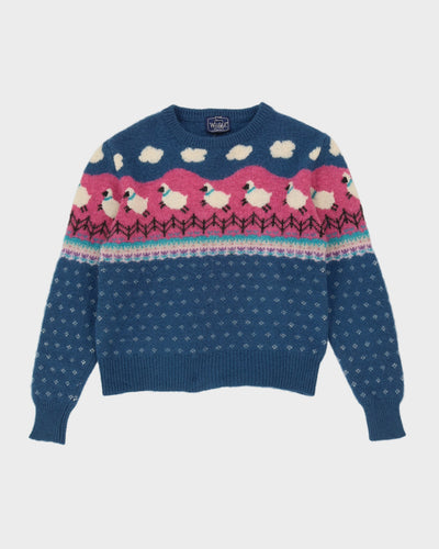 Woolrich Blue Patterned Knitted Jumper - S