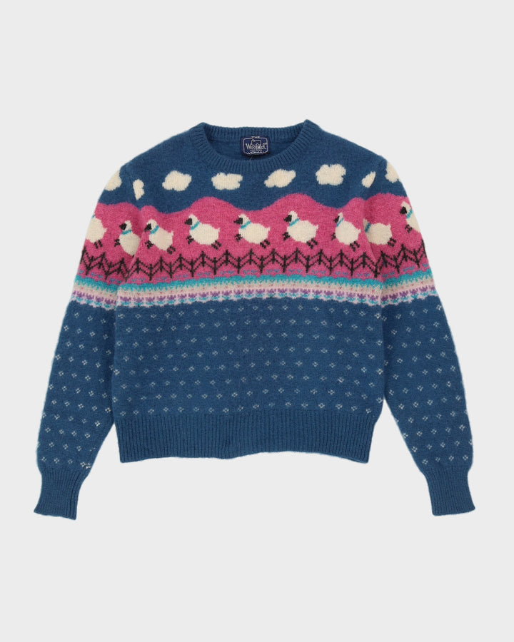 Woolrich Blue Patterned Knitted Jumper - S