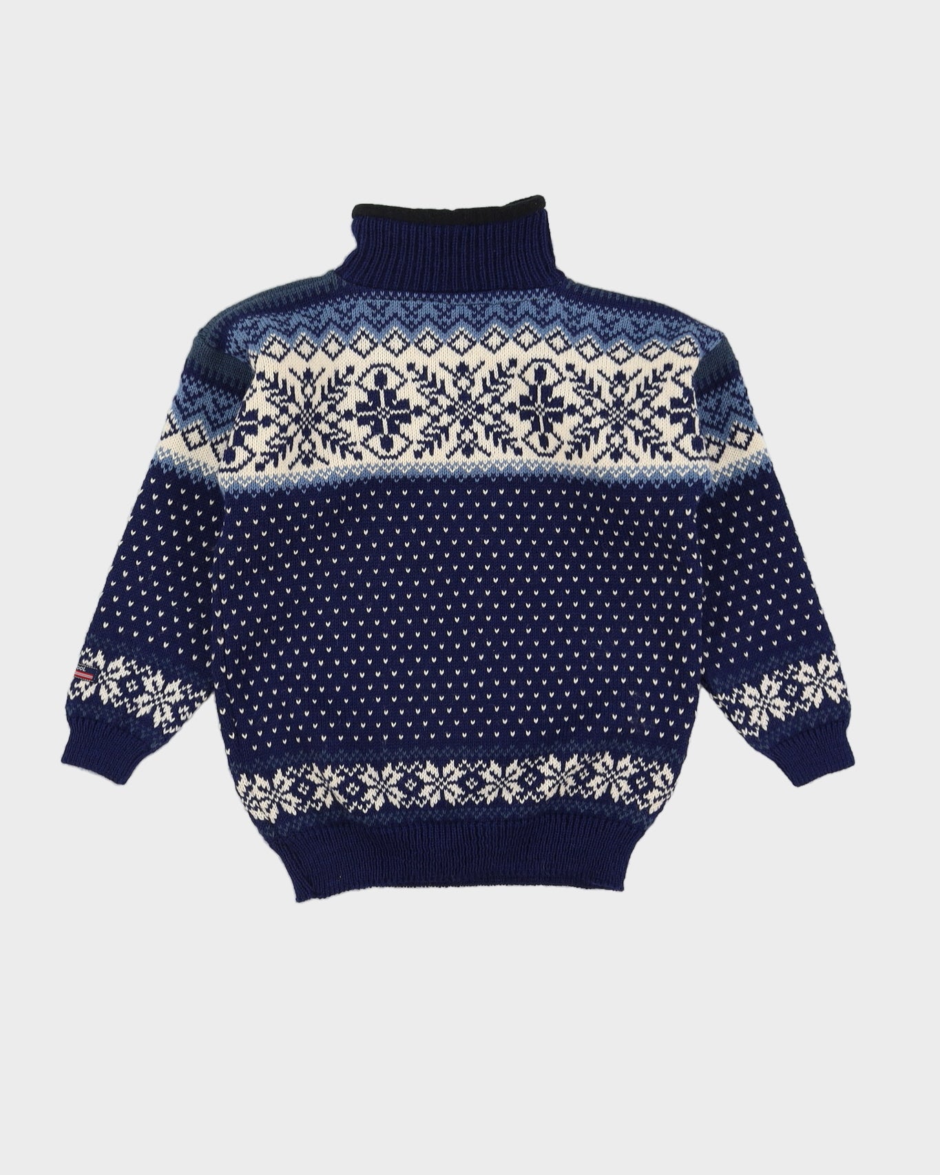 Norwegian Blue Patterned Knitted Ski Jumper - XS
