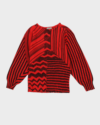 00s Red And Black Patterned Jumper - XS
