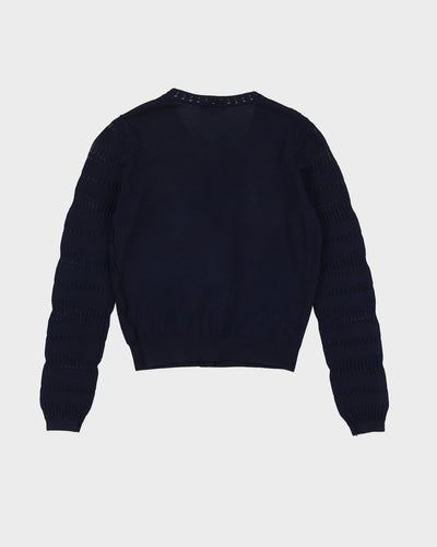 Sandro Paris Blue Lace Knitted Cardigan - XXS