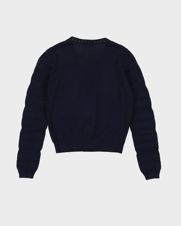 Sandro Paris Blue Lace Knitted Cardigan - XXS