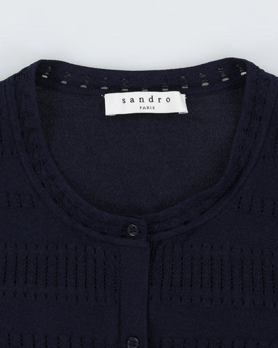 Sandro Paris Blue Lace Knitted Cardigan - XXS