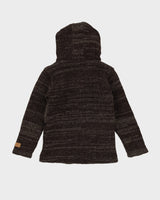 Brown Fleece Lined Chunky Knit Cardigan - S