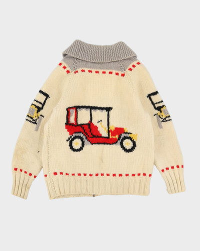 Vintage Chunky Knitted Wool Cardigan - S