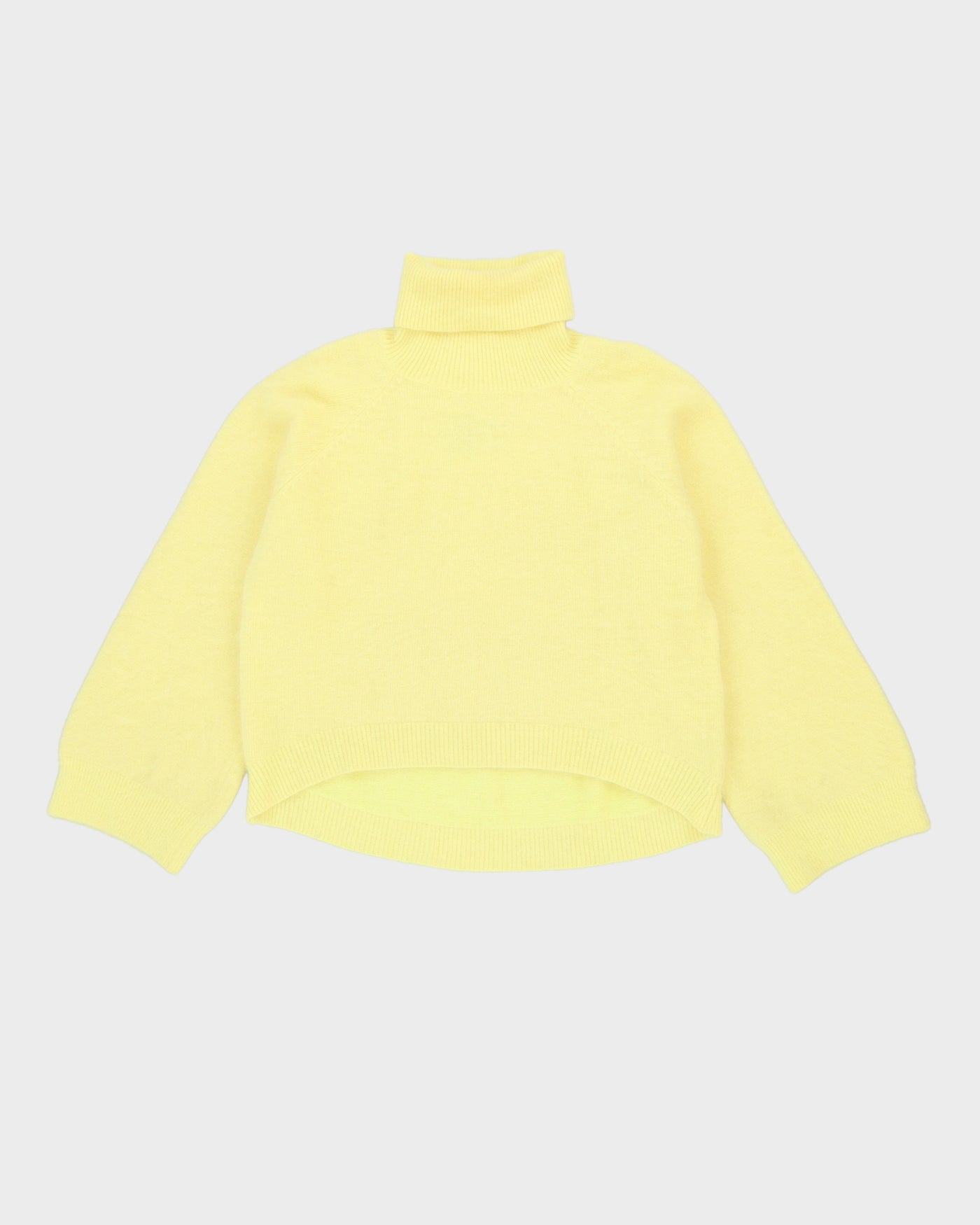 Yellow Roll Neck Cropped Box Jumper - S / M