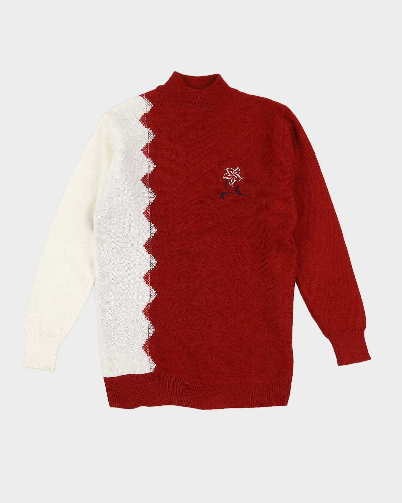 Russet And White Knitted Jumper - S
