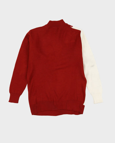 Russet And White Knitted Jumper - S