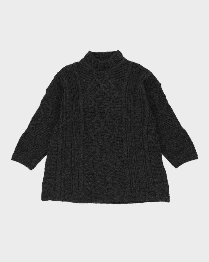 Irish Grey Wool Knitted Jumper - L