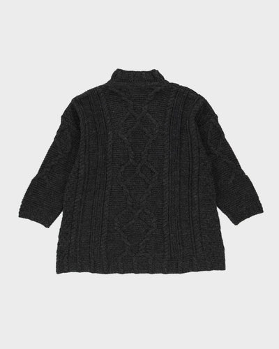Irish Grey Wool Knitted Jumper - L