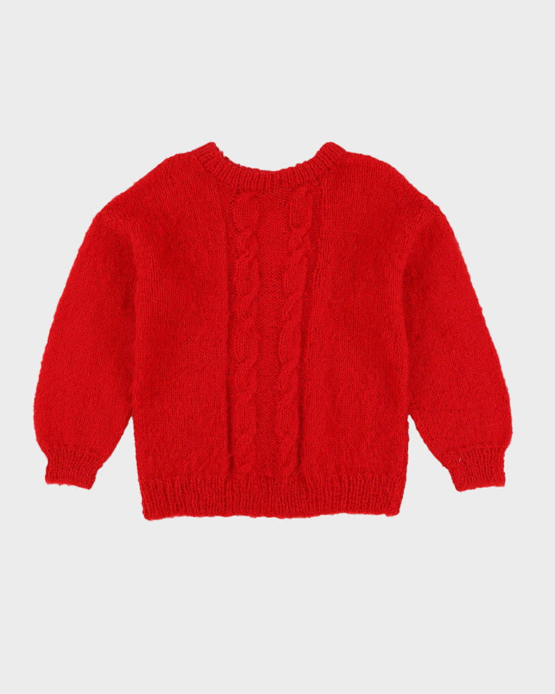 Red Mohair Hand Knitted Jumper - XS