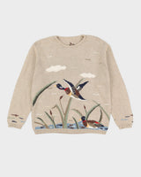 Beige With Flying Ducks Knitted Jumper -M