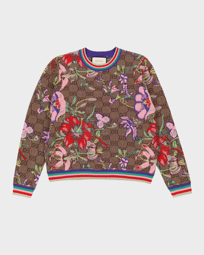 Gucci Logo Patterned Knitted Jumper - M