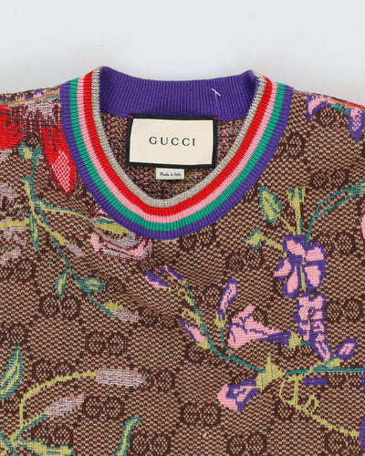Gucci Logo Patterned Knitted Jumper - M