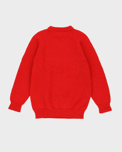 Vintage 1980s Red With Anchor Knitted Jumper - M