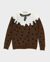 Brown Christmas Pudding Knitted Jumper - S