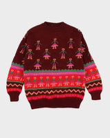 Benetton Burgundy Patterned Knitted Jumper - M