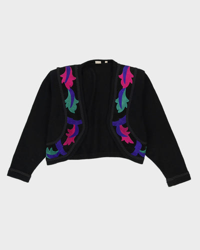 Black Suede Detailed Bolero Cardigan - M