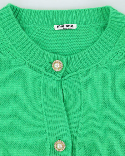 Miu Miu Green Cashmere Knitted Cardigan - S