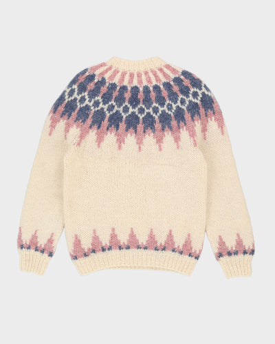 Icelandic Wool Patterned Knitted Jumper - M