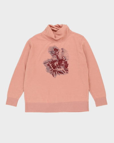 Pink Cashmere Blend Knitted Jumper - M