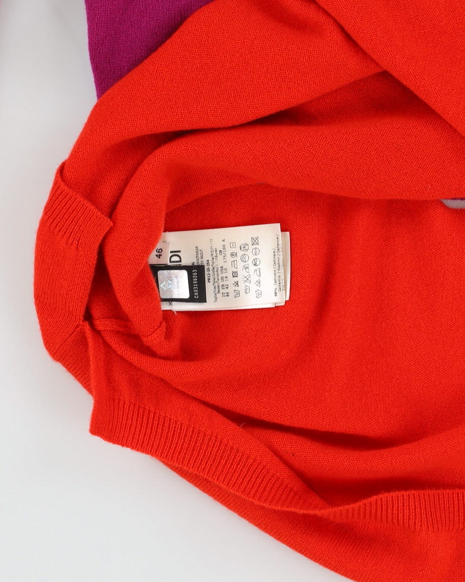 Fendi Red And Purple Cashmere Knitted Jumper - M