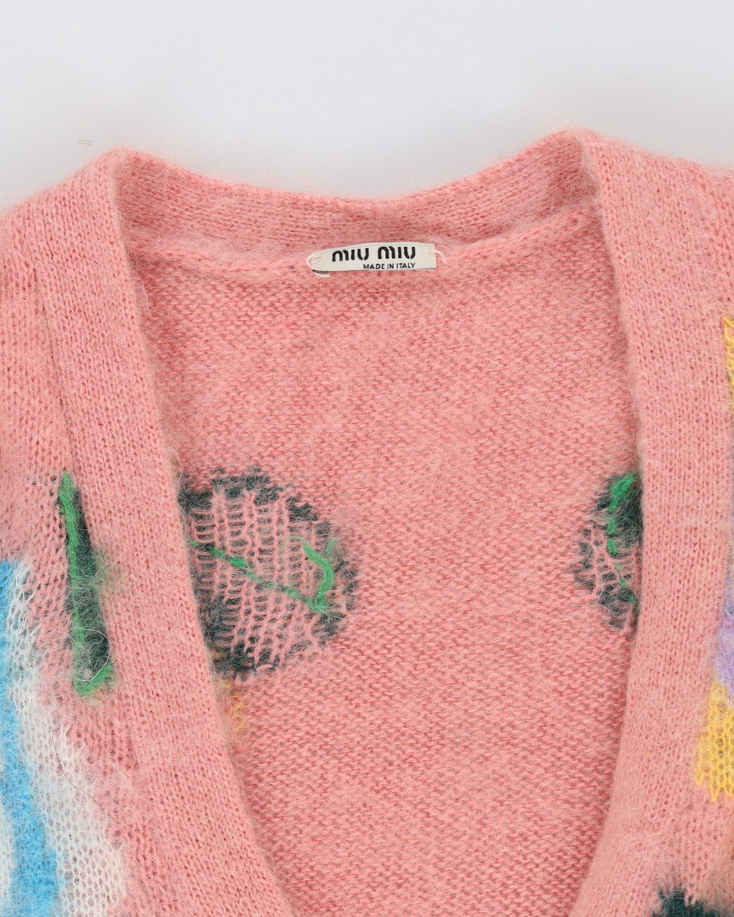 Miu Miu Pink Floral Knitted Cardigan - L