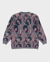 1990s Grey And Pink Knitted Cardigan - M