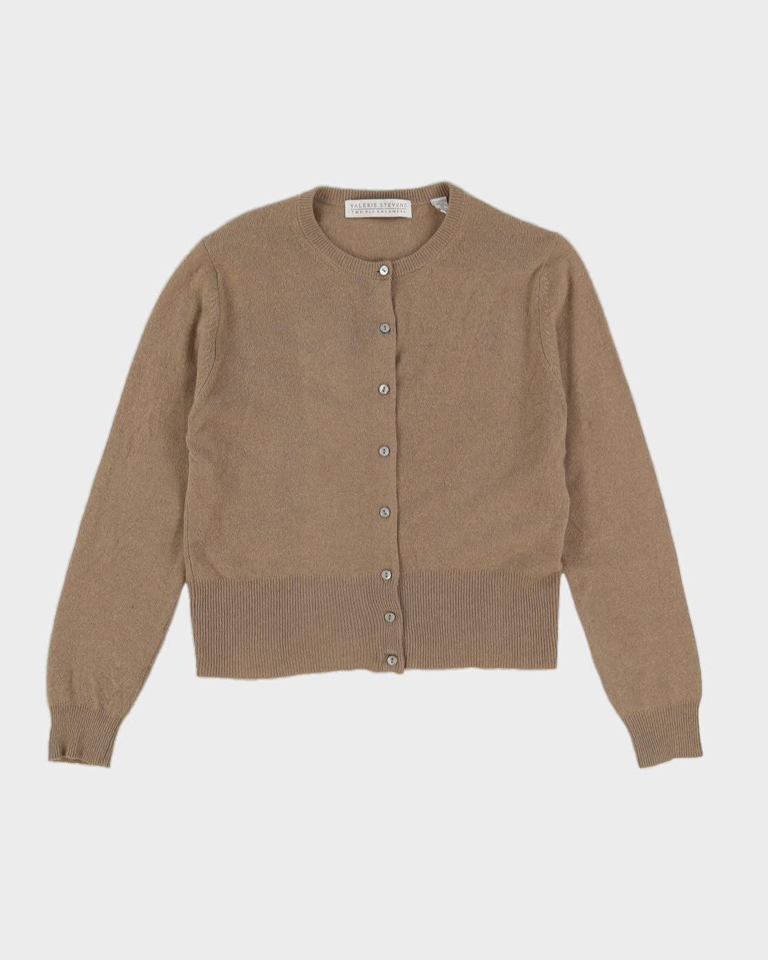 Beige Cashmere Knitted Cardigan - S