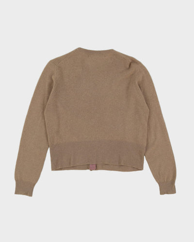 Beige Cashmere Knitted Cardigan - S